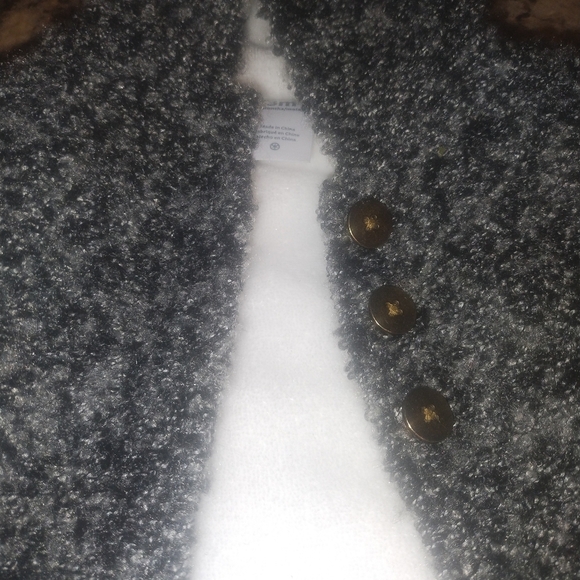 Gray Hooded Cape Parka Style with Buttons Grey White 3m - Picture 3 of 6